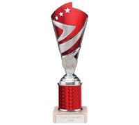Trophy Superstore Hurricane Tower Silver & Red Multisport Award Trophy - Free Engraving - Marble Base - 220mm D-60x16