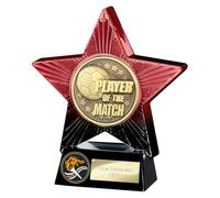 Trophy Superstore Superstar Player of the Match Football Trophy - Red and Black - Free Engraving
