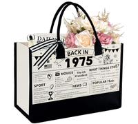 TrophyToast 50th/70th Birthday Gift for Women Her, Birthday Decorations Tote Bag Gifts for 50/70 Years Old Mom Wife, Vintage 1975 (50th), Standard, Casual