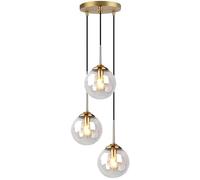 Tropibed Modern Globe 3 Pendant Lights, Glass Ball Pendant Lighting for Kitchen Island, Dining Room, Bedroom - Farmhouse Pendant Lighting Fixtures - Transparent