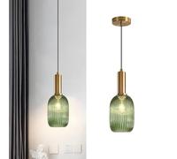 Tropibed Vintage Glass Pendant Light Fixtures Glass Pendant Ceiling Light for Kitchen Island Bedroom Dining Room Creative Glass Pendant Light Shade Retro Ceiling Hanging Lamp (Green, 13cm)