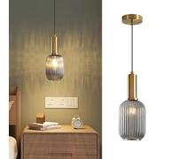 Tropibed Vintage Glass Pendant Light Fixtures Glass Pendant Ceiling Light for Kitchen Island Bedroom Dining Room Creative Glass Pendant Light Shade Retro Ceiling Hanging Lamp (Smoke Gray, 13cm)