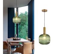 Tropibed Vintage Glass Pendant Light Fixtures Glass Pendant Ceiling Light for Kitchen Island Bedroom Dining Room Creative Glass Pendant Light Shade Retro Ceiling Hanging Lamp (Green, 20cm)