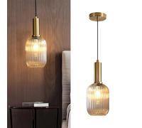 Tropibed Vintage Glass Pendant Light Fixtures Glass Pendant Ceiling Light for Kitchen Island Bedroom Dining Room Creative Glass Pendant Light Shade Retro Ceiling Hanging Lamp (Amber, 13cm)