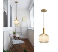 Tropibed Vintage Glass Pendant Light Fixtures Glass Pendant Ceiling Light for Kitchen Island Bedroom Dining Room Creative Glass Pendant Light Shade Retro Ceiling Hanging Lamp (Amber, 20cm)