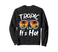 Tropic Like Its Hot Retro Summer Vacation Hawaiian Palm Tree Sweatshirt