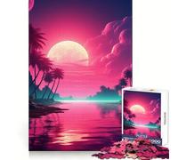 Tropic Neon Oasis 1000 Pieces Jigsaw Puzzles for Teenagers Logic Ability Restful Escape Crisp Edges Cozy Xmas Gift (38x26cm)