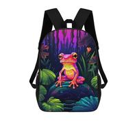 Tropic Pink Frog Pixel Art Backpack, 3D Printed School Bag, School Lunch Bag, Travel Backpack, Friends Backpack, School Backpack for Girls And Boys 17inch