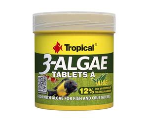 Tropical 3-ALGAE Tablets A 50ml / 36g / 80 pcs - rich adhesive Tablets for fish and crustaceans