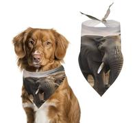 Tropical African Elephant Dog Bandanas Cute Soft Cotton Puppy Scarves Washable Daily Summer Durable Triangle Reversible Bibs Suitable for Small Medium Large Dogs and Cats