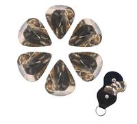 Tropical African Elephant Guitar Picks 6 Pack, 0.96mm Thickness Celluloid Bass Pick with Leather Guitar Pick Holder Keychain Abstract Art Pics Plectrum for Acoustic Electric Guitar, Ukulele, Bass