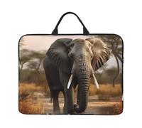 Tropical African Elephant Laptop Case Sleeve 14 inch Shockproof Protective Notebook Case Travel Laptop Bag with Handle Waterproof Computer Cover Briefcase Handbags for Men Women