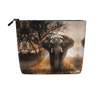 Tropical African Elephant Patterned Single Layer Cosmetic Bag, Travel Toiletry Bag, Suitable for Business Trips and Daily use.
