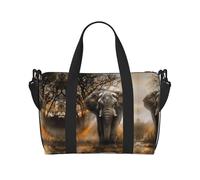 Tropical African Elephant Printed Women's Tote Bag Portable Crossbody Bag Suitable for Gym Workouts Commuting and Travel