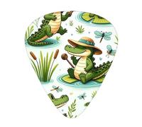 Tropical-Alligator-Paradise 12 Pack Guitar Picks With 3 Thicknesses And Storage Box, Abs Plectrums For Electric Bass Guitar Players