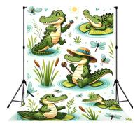 Tropical-Alligator-Paradise 5x7ft Photography Backdrop, Photo Background With Rod Pocket, Foldable Studio Backdrop For Birthday, Wedding, Party Decoration
