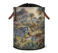 Tropical Animal Forest Zebra Laundry Hamper Large Laundry Basket Foldable Clothe Hamper Storage Organizer Bin with Drawstring Lid Boxes for Bedroom Bathroom Room