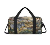 Tropical Animal Forest Zebra Sport Duffel Bag with Shoes Compartment Overnight Weekender Bags Travel Gym Luggage Organizer for Women Men Kids Girls Boys