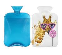 Tropical Animal Giraffe Hot Water Bottle with Cover, 2L Hot Water Bag for Pain Relief, Neck and Shoulder, Hand Feet Warmer