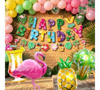 Tropical Balloon Summer Party Decoration Banner Luau Hawaii Banner Backdrop