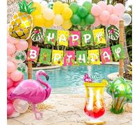 Tropical Balloon Summer Party Decoration Banner Luau Hawaii Banner Backdrop Coconut Tree Pineapple Balloons Beach Outdoor Party Supplies