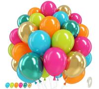 Tropical Balloons 12 Inch Summer Hawaiian Latex Balloons Party Decorations | Hot Pink Orange Teal Blue Fruit Green Metallic Gold Colorful Balloon for Hawaii Aloha Luau Pool Birthday Beach Island Party