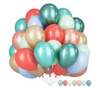 Tropical Balloons 60PCS 12INCH Rose Gold Blush Blue Green Balloons Hawaiian Party Decorations Summer Aloha Luau Birthday Supplies Pearl Champagne Teal Green Pastel Blue Helium Latex Balloon