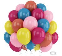 Tropical Balloons Hawaiian Party Decorations 12inch Hot Pink Blue Yellow Orange Balloon for Kids Summer Flamingo Theme Pool Birthday Peacock Blue Pink Yellow Orange Latex Helium Balloon for Arch