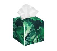 Tropical Banana Leaf Fashionable Printed Leather Tissue Box, Suitable For Modern Home And Office Decoration