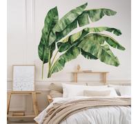 Tropical Banana Leaf Wall Decal, Large Green Palm Leaves, 110 cm x 98 cm, Peel and Stick