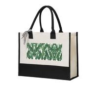 Tropical Banana Palm Leaf Print Cotton Canvas Tote Bag for Women, Canvas Tote Bag for Gifting,Canvas Beach Bag, Reusable Shopping Bag