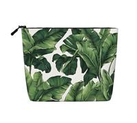 Tropical Banana Palm Leaf Single Layer Linen Like Makeup Bag, Lightweight and Cute, Easy to Use