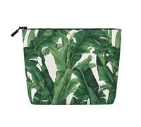 Tropical Banana Palm Leaf Single Layer Linen Like Makeup Bag, Lightweight and Cute, Easy to Use