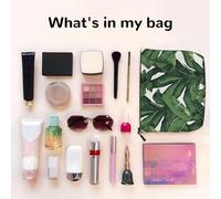 Tropical Banana Palm Leaf - Themed Makeup Bag - Waterproof Hemp Cosmetic Pouch for Travel, Daily Use & Gifts (9.5x6.7x2in)