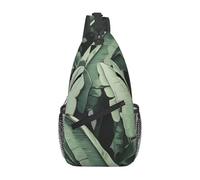 Tropical Banana Palm Leaves Art Printed Sling Bag Crossbody Backpack for Men Women, Versatile Casual Shoulder Chest Bag for Running Hiking Cycling Travel Work