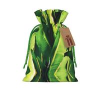 Tropical Banana Palm Leaves Christmas Drawstring Sack Gift Bag, Lightweight And Cute In Design