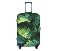 Tropical Banana Palm Leaves Luggage Cover Elastic Washable Stretchy Scratch Resistant Travel Cover White/Opulent Garden Small, White/Opulent Garden, S