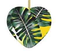 Tropical Banana Palm Leaves Print Christmas Tree Ceramic Hanging,Santa Christmas Tree Decorations Xmas Hanging Ornaments
