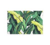 Tropical Banana Palm Leaves Print Heat Resistant Placemats Set of 6 | 45x30cm Polyester Table Mats for Dining Room Kitchen Decor