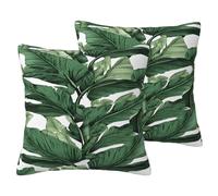 Tropical Banana Palm Leaves -Print Imitation Linen Pillowcase Set Of 2 - Breathable Reversible Covers Hidden Zipper For Sofa & Bed Decor.16"x16"