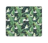 Tropical Banana Palm Leaves Print Mouse Pad with Stitched Edge Office Supplies & Gaming Computer Desk Accessories Non-Slip Rubber Mouse Pad for Computers, Laptop, Office