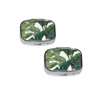Tropical Banana Palm Leaves Print pilldispenser 2 Compartment Medicine Case, Portable pilldispenser for Pocket Or Purse Pillbox