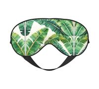 Tropical Banana Palm Leaves Print Soft Eye Mask, Adjustable Strap Soft Eye Cover Blindfold for Travel Yoga Nap Shift Work