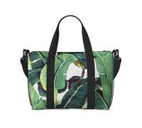 Tropical Banana Palm Leaves Printed Travel Duffel Bag for Women Men - Weekend Overnight Bags with Adjustable Shoulder Strap and Handle