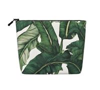 Tropical Banana Palm Leaves Single Layer Linen Like Makeup Bag, Lightweight and Cute, Easy to Use