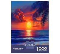 Tropical Beach 1000 Piece Jigsaw Puzzle Paper for Adults Sunset Scene Puzzle Game for Family Relaxation Focus 38x26cm/1000pcs
