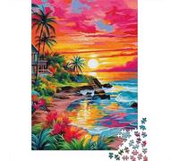 Tropical Beach 1000 Piece Jigsaw Puzzle Paper for Adults Sunset View Puzzle Game for Family Relaxation Home Decor 70x50cm/1000pcs