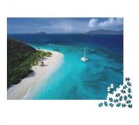 Tropical Beach 1000 Piece Jigsaw Puzzle Paper for Adults Yacht Scene Puzzle Game for Family Relaxing Gift 52x38cm/1000pcs