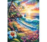 Tropical Beach at Sunset 1000 Pieces Set Classic Jigsaw Puzzle Couple Puzzle Partners Mind Relaxation Wall Decor Easter New Year Creativity & Gift Giving 1000 PCS