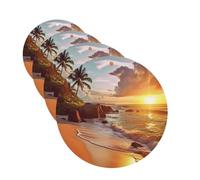 Tropical Beach at Sunset Car Air Fresheners Cards Set of 4 Pieces Hanging Scented Cards for Wardrobe Bathroom Car Aromatherapy Tablets Rearview Mirror Pendant Car Fresheners Long Lasting